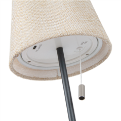 Image LAMPE LED SANS FIL 3 NIVEAUX 4000 mAH Ø 12,5x33 CM NOIR/NATUREL METAL (1 UNITÉ) #3