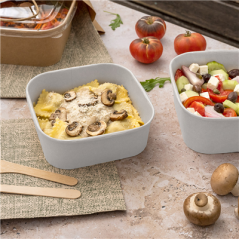 Image RÉCIPIENTS CARRÉS 1230 ML 320 + 26 PE G/M2 16,7x16,7x6,6 CM BLANC KRAFT (300 UNITÉ) #4