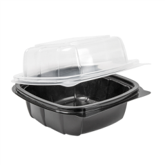 RÉCIPIENTS AVEC COUVERCLE CHARNIÈRE MICRO-ONDABLES 468 ML 15,1x15,7x8,3 CM NOIR PP (180 UNITÉ)