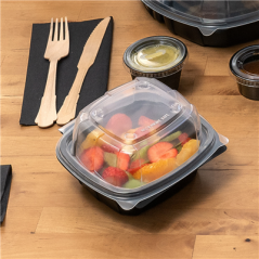 Image RÉCIPIENTS AVEC COUVERCLE CHARNIÈRE MICRO-ONDABLES 468 ML 15,1x15,7x8,3 CM NOIR PP (180 UNITÉ) #4