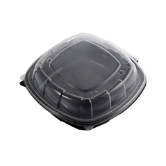 Image RÉCIPIENTS AVEC COUVERCLE CHARNIÈRE MICRO-ONDABLES 1170 ML 23x23,3x8,2 CM NOIR PP (100 UNITÉ) #1