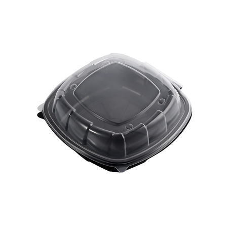 Image RÉCIPIENTS AVEC COUVERCLE CHARNIÈRE MICRO-ONDABLES 1170 ML 23x23,3x8,2 CM NOIR PP (100 UNITÉ) #1