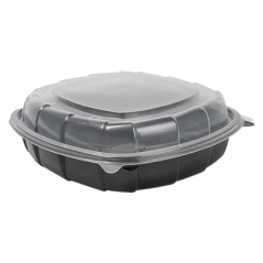 Image RÉCIPIENTS AVEC COUVERCLE CHARNIÈRE MICRO-ONDABLES 1370 ML 25,1x25,8x7,4 CM NOIR PP (100 UNITÉ) #1