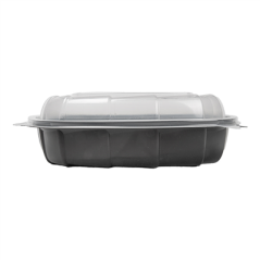 RÉCIPIENTS AVEC COUVERCLE CHARNIÈRE MICRO-ONDABLES 1370 ML 25,1x25,8x7,4 CM NOIR PP (100 UNITÉ)