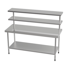 Image TABLE TRAVAIL 2 NIVEAUX + 2 ÉTAGÈRES 'ARROW'  180x70x150 CM ARGENTE ACIER (1 UNITÉ) #1