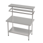 Image TABLE DE PRÉPARATION 2 NIVEAUX + 2 ÉTAGÈRES 'ARROW'  120x70x150 CM ARGENTE ACIER (1 UNITÉ) #1