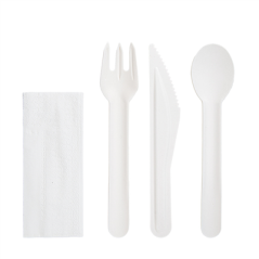 Image SET 4/1 FOURCHETTE, COUTEAU, CUILLÈRE, SERVIETTE 'PAPER CUTLERY'  15,8 CM BLANC PAPIER (100 UNITÉ) #5