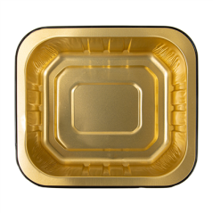 Image RÉCIPIENTS LAQUÉS 515 ML 14,2x12,6x4,5 CM NOIR/OR ALUMINIUM (50 UNITÉ) #3