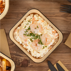 Image RÉCIPIENTS LAQUÉS 515 ML 14,2x12,6x4,5 CM NOIR/OR ALUMINIUM (50 UNITÉ) #4