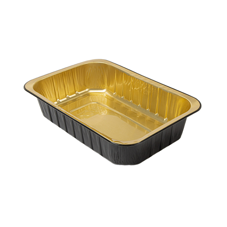 Image RÉCIPIENTS LAQUÉS 975 ML 21,4x14,2x4,5 CM NOIR/OR ALUMINIUM (50 UNITÉ) #1