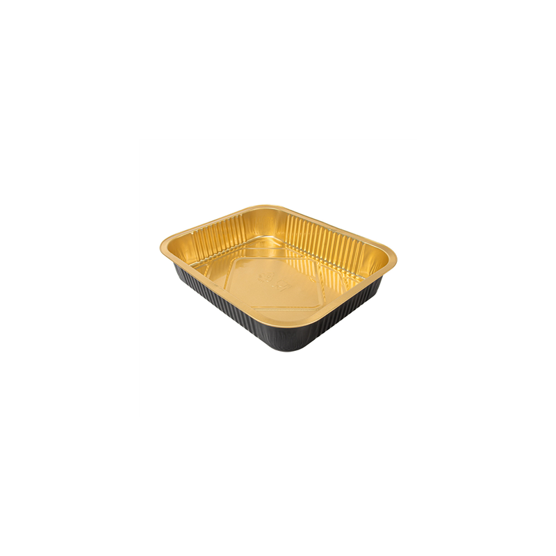 RÉCIPIENTS LAQUÉS 3600 ML 32,2x26,2x6 CM NOIR/OR ALUMINIUM (25 UNITÉ)