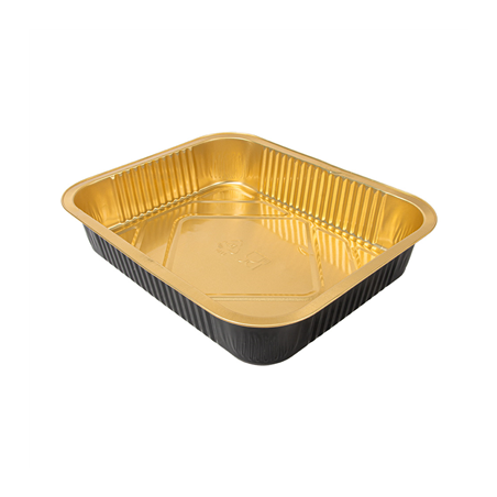 Image RÉCIPIENTS LAQUÉS 3600 ML 32,2x26,2x6 CM NOIR/OR ALUMINIUM (25 UNITÉ) #1