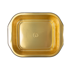 Image RÉCIPIENTS LAQUÉS 497 ML 15,7x12,4x4 CM NOIR/OR ALUMINIUM (50 UNITÉ) #3