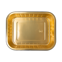 Image RÉCIPIENTS LAQUÉS 1530 ML 23,6x18,5x4,9 CM NOIR/OR ALUMINIUM (50 UNITÉ) #3