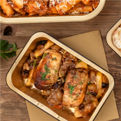 Image RÉCIPIENTS LAQUÉS 1122 ML 22,1x16,8x4,5 CM NOIR/OR ALUMINIUM (50 UNITÉ) #4