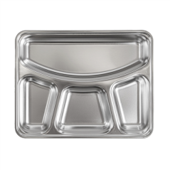 Image PLATEAU AVEC 4 COMPARTIMENTS + COUVERCLE 'ARTINOX'  28x22x4 CM ARGENTE INOX (6 UNITÉ) #6