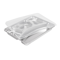 Image PLATEAU AVEC 4 COMPARTIMENTS + COUVERCLE 'ARTINOX'  28x22x4 CM ARGENTE INOX (6 UNITÉ) #7