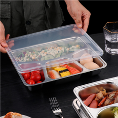 Image PLATEAU AVEC 4 COMPARTIMENTS + COUVERCLE 'ARTINOX'  28x22x4 CM ARGENTE INOX (6 UNITÉ) #8