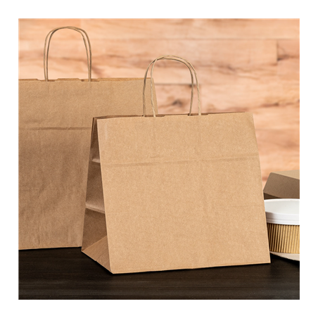 SACS SOS TRAITEUR AVEC ANSES  80 G/M2 24+15x29 CM NATUREL KRAFT (250 UNITÉ)