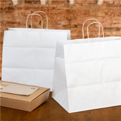 SACS SOS TRAITEUR AVEC ANSES 80 G/M2 24+15x29 CM BLANC CELLULOSE (250 UNITÉ)