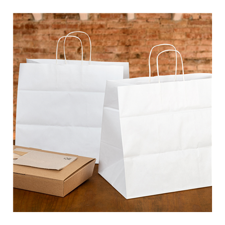 SACS SOS TRAITEUR AVEC ANSES  80 G/M2 24+15x29 CM BLANC CELLULOSE (250 UNITÉ)