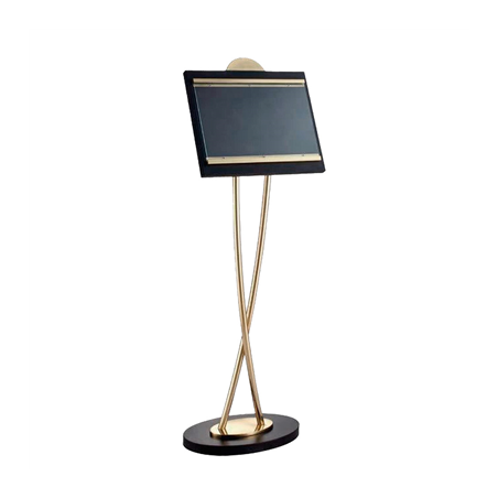 Image PORTE MENUS DIN-A3 AVEC PIED INCORPORÉ  46x38x135 CM NOIR/OR LAITON (1 UNITÉ) #1