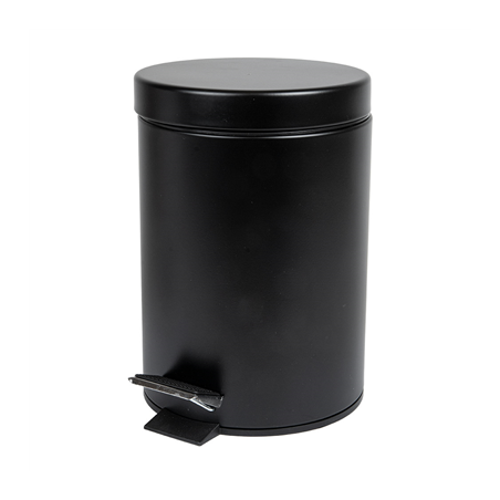 Image POUBELLE À PÉDALE AVEC RÉCEPTACLE INTÉRIEUR 3 L Ø 17x24,5 CM NOIR ACIER (1 UNITÉ) #1