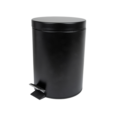 Image POUBELLE À PEDALE AVEC RÉCEPTACLE INTÉRIEUR 5 L Ø 20,5x28 CM NOIR ACIER (1 UNITÉ) #1