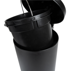 Image POUBELLE À PEDALE AVEC RÉCEPTACLE INTÉRIEUR 5 L Ø 20,5x28 CM NOIR ACIER (1 UNITÉ) #5