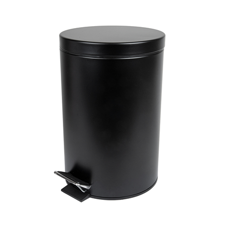 Image POUBELLE À PÉDALE AVEC RÉCEPTACLE INTÉRIEUR 12 L Ø 25x38 CM NOIR ACIER (1 UNITÉ) #1