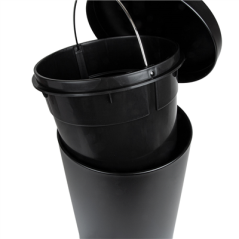 Image POUBELLE À PÉDALE AVEC RÉCEPTACLE INTÉRIEUR 12 L Ø 25x38 CM NOIR ACIER (1 UNITÉ) #5