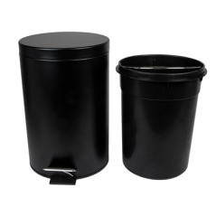 Image POUBELLE À PÉDALE AVEC RÉCEPTACLE INTÉRIEUR 12 L Ø 25x38 CM NOIR ACIER (1 UNITÉ) #6