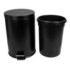 Image POUBELLE À PEDALE AVEC RÉCEPTACLE INTÉRIEUR 20 L Ø 29,5x44 CM NOIR ACIER (1 UNITÉ) #6