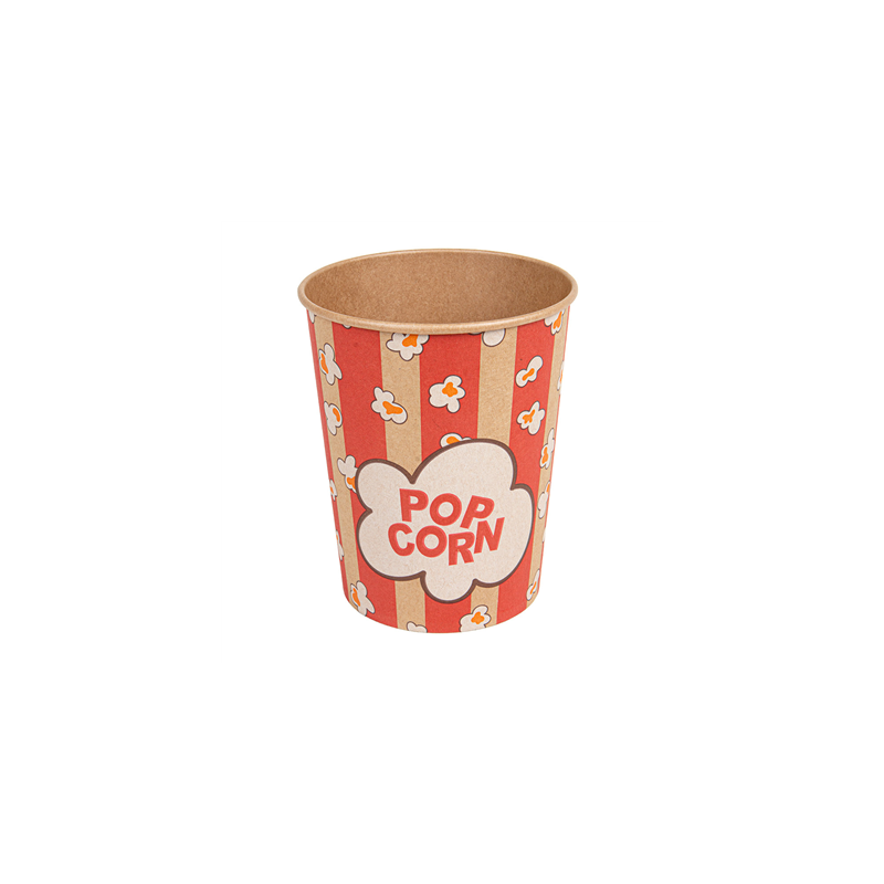RÉCIPIENTS POUR POP-CORN 960 ML 230 +20 PE G/M2 Ø 11,6/8,8x14,2 CM KRAFT (500 UNITÉ)