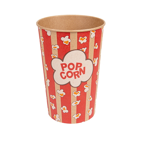 Image RÉCIPIENTS POUR POP-CORN 1920 ML 260 +20 PE G/M2 Ø 13,3/10x19,5 CM KRAFT (500 UNITÉ) #1