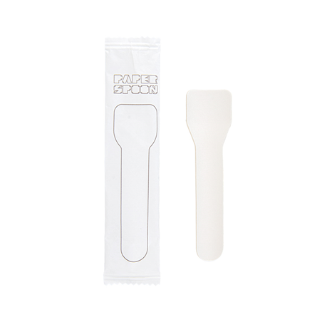 Image CUILLÈRES À GLACES EN SACHET 'PAPER CUTLERY' 960 G/M2 9,5 CM BLANC PAPIER (500 UNITÉ) #1