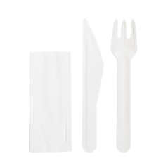Image SET 3/1 FOURCHETTE, COUTEAU, SERVIETTE 'PAPER CUTLERY'  15,8 CM BLANC PAPIER (100 UNITÉ) #4