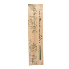 Image BAGUETTES CHINOISES EN SACHET KRAFT 20 CM NATUREL BAMBOU (100 UNITÉ) #1