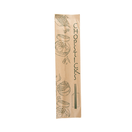 Image BAGUETTES CHINOISES EN SACHET KRAFT  20 CM NATUREL BAMBOU (100 UNITÉ) #1