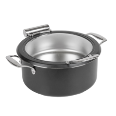 Image CHAFING DISH ROND AVEC FENÊTRE 4 L Ø 28x38,2x16,8 CM NOIR INOX + CRISTAL (1 UNITÉ) #1