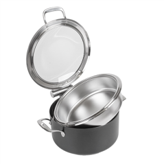 Image CHAFING DISH ROND AVEC FENÊTRE 4 L Ø 28x38,2x16,8 CM NOIR INOX + CRISTAL (1 UNITÉ) #3