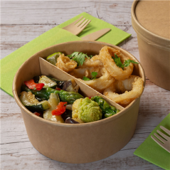 Image SÉPARATEUR 2 COMPARTIMENTS SALADIER 212.98  300 + 18 PE G/M2 Ø22,3/14x4,8 CM NATUREL KRAFT (600 UNITÉ) #7