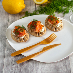 SET 2/1 FOURCHETTE, COUTEAU 17 CM NATUREL FIBRE DE BOIS (300 UNITÉ)