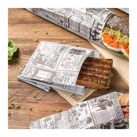 SACS SANDWICHS 'TIMES' 35 G/M2 12+4x26 CM BLANC PARCH.INGRAISSABLE (500 UNITÉ)