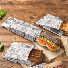 SACS BAGUETTTE GARNI 'TIMES' 35 G/M2 12+4x35 CM BLANC PARCH.INGRAISSABLE (500 UNITÉ)