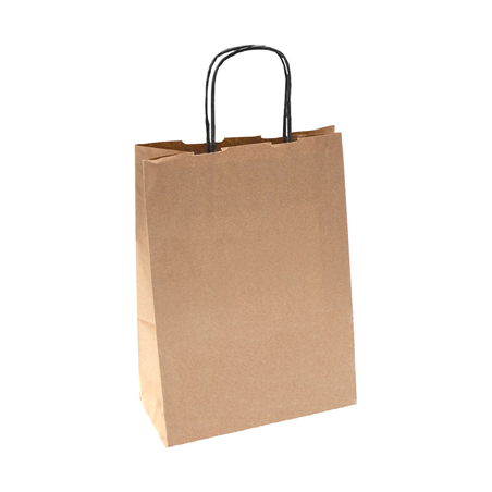 Image SACS SOS AVEC ANSES NOIRES  80 G/M2 26+14x32 CM NATUREL KRAFT (250 UNITÉ) #1