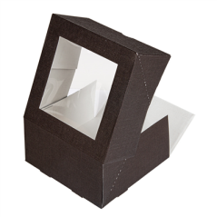 Image BOÎTES PATISSERIES AVEC FENÊTRE 'THEPACK' 250 G/M2 + OPP 16x16x8 CM CHOCOLAT CARTON ONDULÉ NANO-MICRO (200 UNITÉ) #5