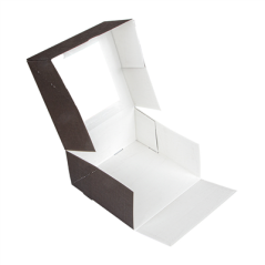 Image BOÎTES PATISSERIES AVEC FENÊTRE 'THEPACK' 250 G/M2 + OPP 16x16x8 CM CHOCOLAT CARTON ONDULÉ NANO-MICRO (200 UNITÉ) #6