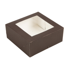 Image BOÎTES PATISSERIES AVEC FENÊTRE 'THEPACK' 250 G/M2 + OPP 18x18x7,5 CM CHOCOLAT CARTON ONDULÉ NANO-MICRO (200 UNITÉ) #1