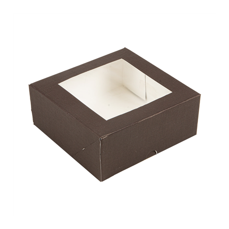 Image BOÎTES PATISSERIES AVEC FENÊTRE 'THEPACK' 250 G/M2 + OPP 18x18x7,5 CM CHOCOLAT CARTON ONDULÉ NANO-MICRO (200 UNITÉ) #1